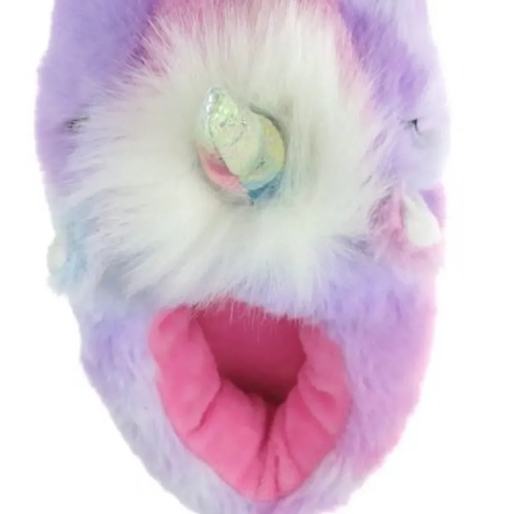 NWT Wonder Nation Pink,Lilac,Blue Toddler Girl Plush Unicorn Slippers Ruber Sole